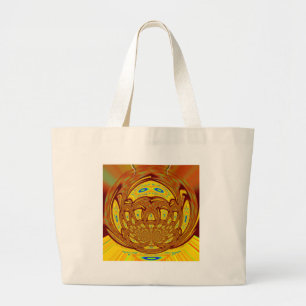 Grand Tote Bag Art de baseball jaune doré Imprimer