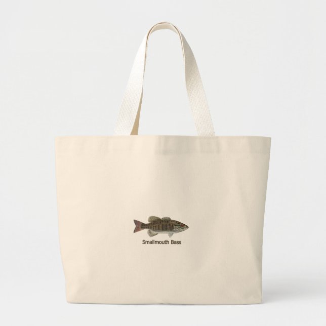 Grand Tote Bag Art de basse de Smallmouth (intitulé) (Devant)