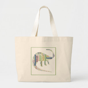 Grand Tote Bag Art de mot de dinosaure