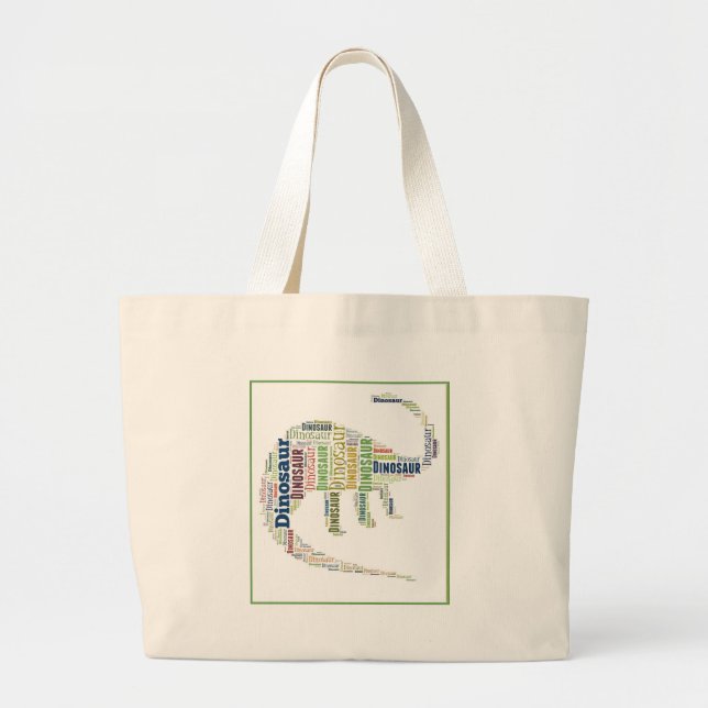 Grand Tote Bag Art de mot de dinosaure (Devant)