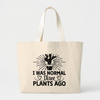 Grand Tote Bag Art de mot de trois plantes normales drôle 