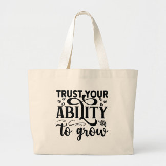 Grand Tote Bag Art de mots d'inspiration de jardinage amusant 