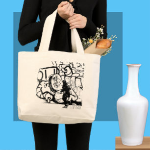 Grand Tote Bag Art de rue de Londres, Samouraï, Art créatif