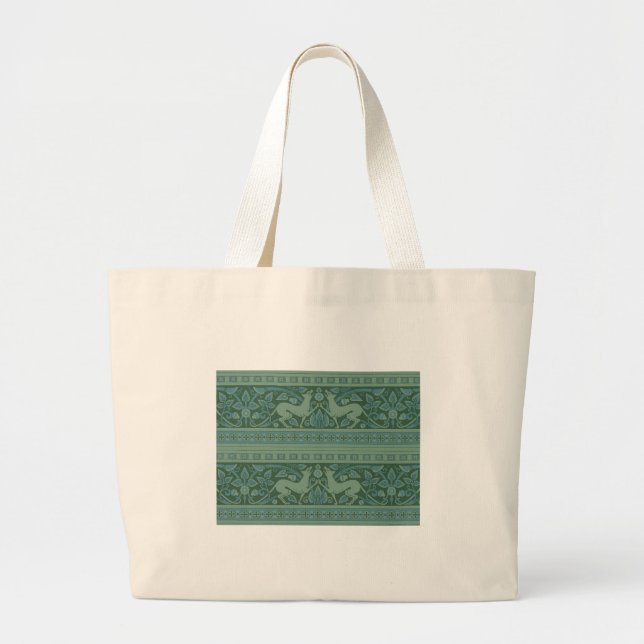 Grand Tote Bag Art Déco Nouveau Chien Nature Motif animal (Devant)