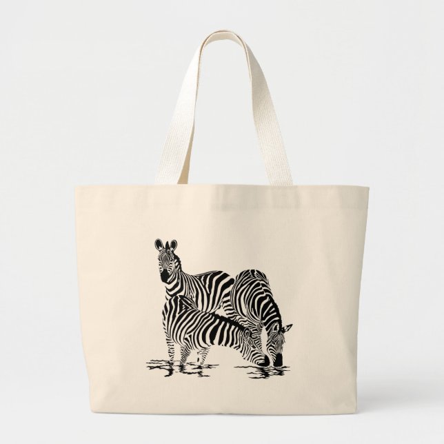 Grand Tote Bag Art déco Zebra (Devant)