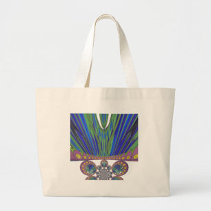 Grand Tote Bag Art Décoratif Bleu d'Afrique Design Imprimer
