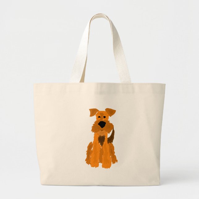 Grand Tote Bag Art drôle de chien d'Airedale Terrier (Devant)