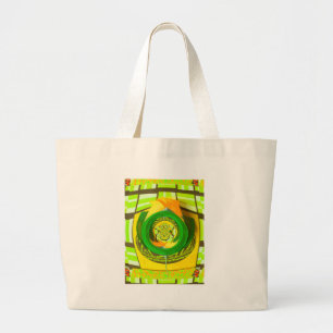 Grand Tote Bag Art graphique rose jaune