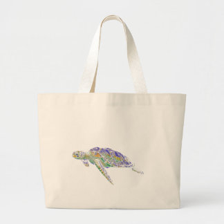 Grand Tote Bag Art moderne de tortue de mer de natation