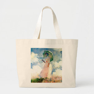 Grand Tote Bag Art Monet "Femme au parosel rose"