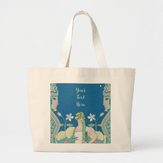 Grand Tote Bag Art Nouveau personnalisé Vintage Dame bleue Archwa