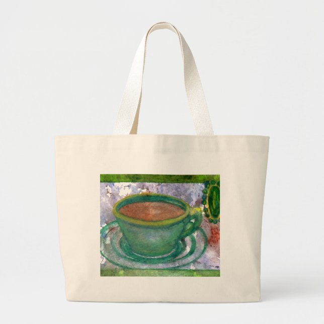 Grand Tote Bag Art vert de café de CricketDiane de café (Devant)