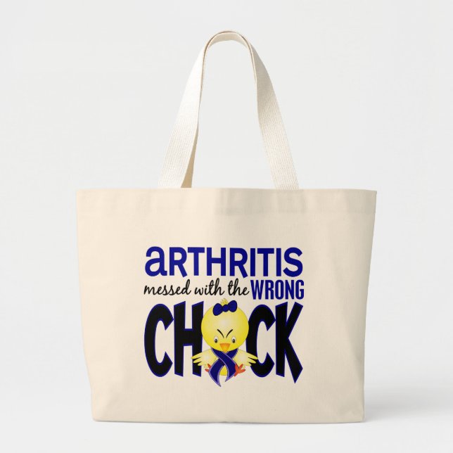 Grand Tote Bag Arthrite salie avec le poussin faux (Devant)
