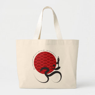 Grand Tote Bag Asiatique Red Sun Yoga & Moderne Zen Calligraphie 