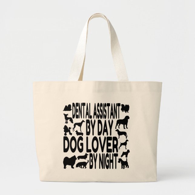 Grand Tote Bag Assistant dentaire Amoureux des chiens (Devant)