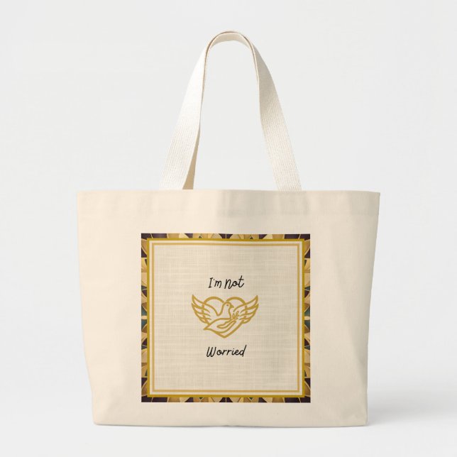 Grand Tote Bag Assurance Dorée - Matthieu 6:25 (Devant)