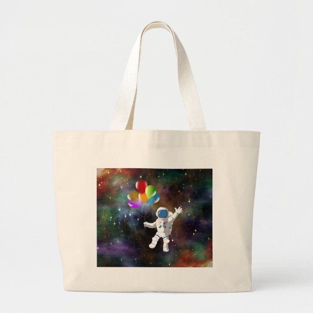 Grand Tote Bag Astronaut avec ballons (Devant)