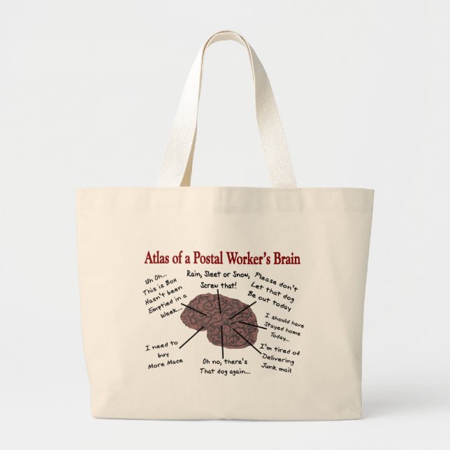 Grand Tote Bag Atlas d'un cerveau de travailleur postal (Devant)