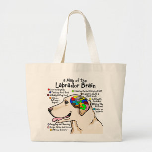 Grand Tote Bag Atlas jaune de cerveau de Labrador
