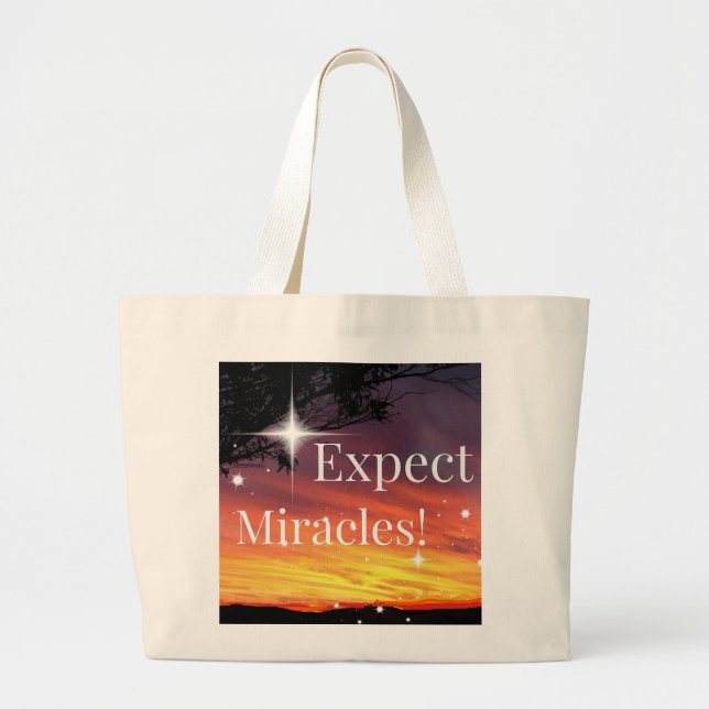 Grand Tote Bag Attendez-vous à Miracles Sparkle Sunset Inspiratio (Devant)