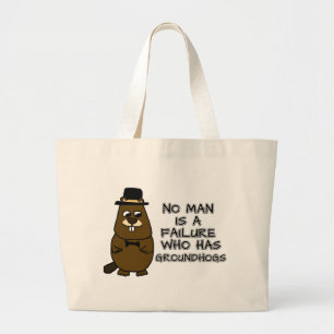Grand Tote Bag Aucun homme n'est un échec qui a des marmottes