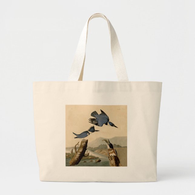 Grand Tote Bag Audubon Belted Kingfisher Wildlife Bird (Devant)