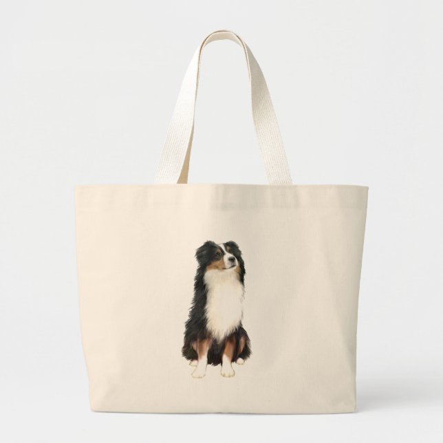 Grand Tote Bag Australian Shepherd (A) - Trois Couleurs (Devant)