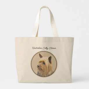 Grand Tote Bag Australian Silky Terrier Peinture Original Chien A
