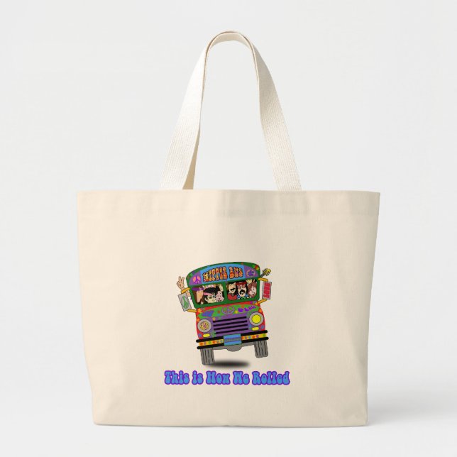 Grand Tote Bag Autobus scolaire hippie (Devant)