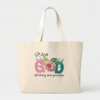 Grand Tote Bag Avec Dieu tout mangé possible chrétien