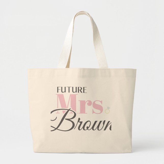 Grand Tote Bag Avenir Fiançailles mignon Mme Brown Bachelorette (Devant)