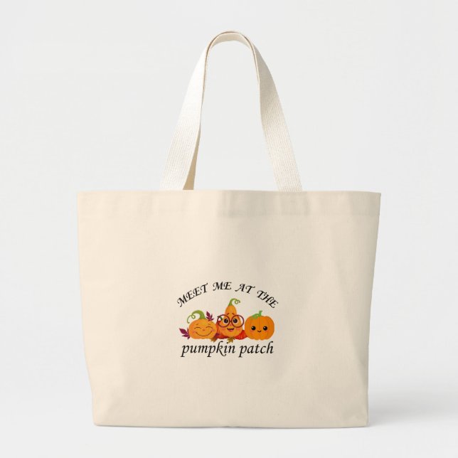 Grand Tote Bag Aventures citrouilles de patchs : Fall Tee (Devant)