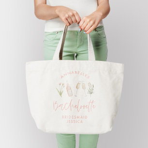 Grand Tote Bag Bachelorette rose girly cocktail floral aquarelle