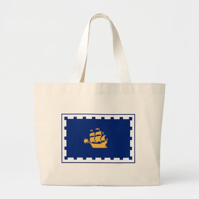Grand Tote Bag Bag with Flag of Quebec City, Canada (Devant)