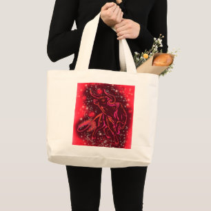 Grand Tote Bag Bague Magic Red Neon - Nuit étoilée Extraordinaire