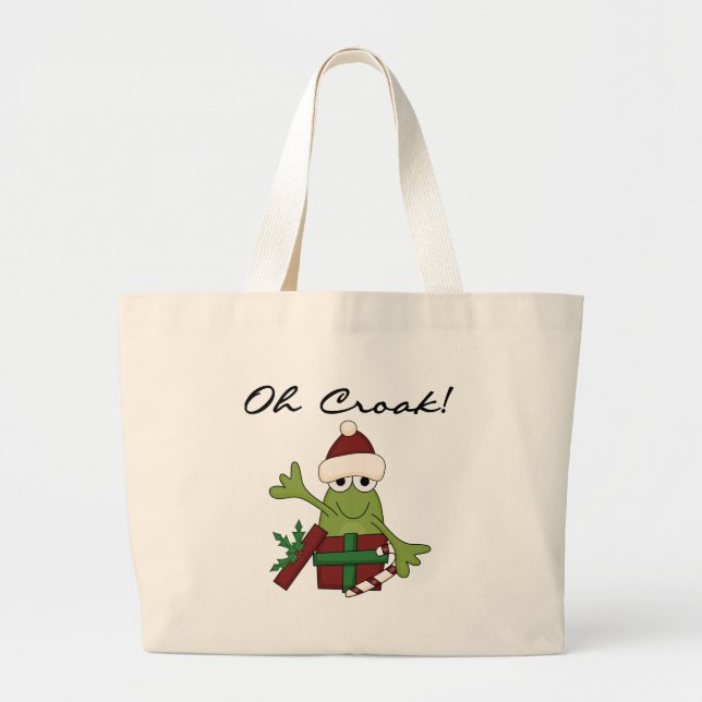 Grand Tote Bag Bah Humbug Frog T-shirts et cadeaux de Noël (Devant)