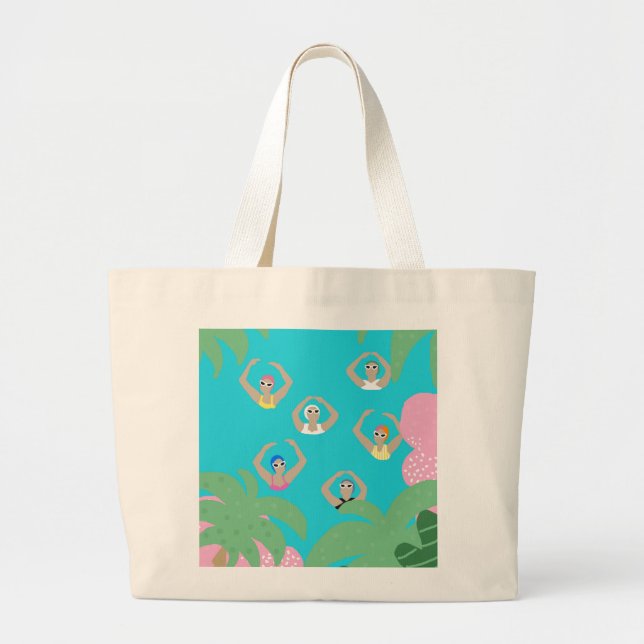 Grand Tote Bag Baigneurs artistiques | Illustration de natation a (Devant)