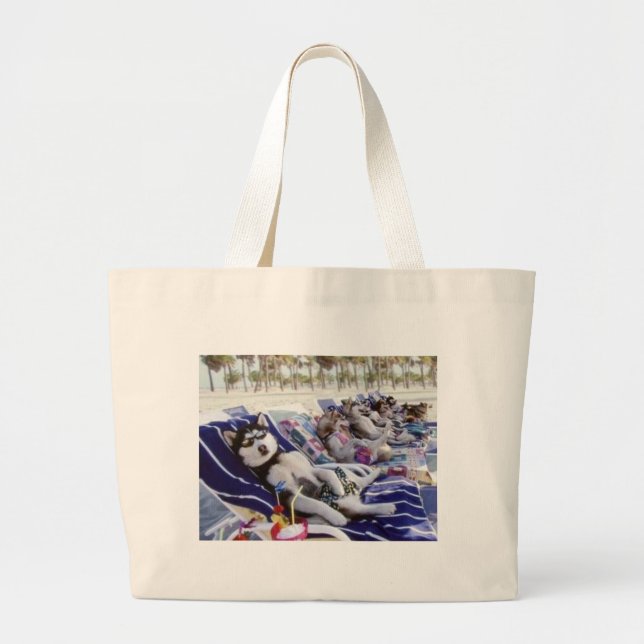 Grand Tote Bag bain de soleil de chiens de traîneau (Devant)