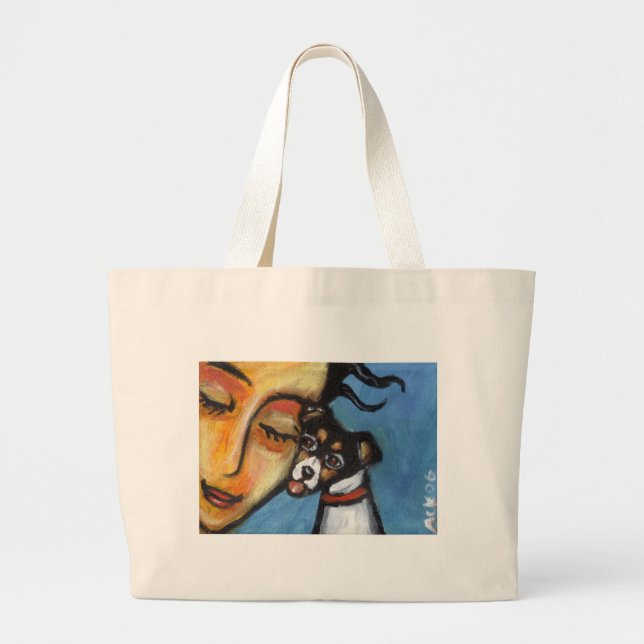 Grand Tote Bag Baiser de Rat terrier (Devant)