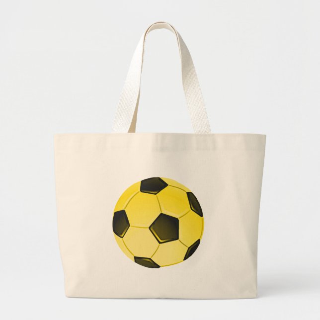Grand Tote Bag Bal de soccer américain jaune ou football (Devant)