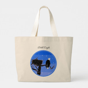 Grand Tote Bag Bald Eagle en hiver - Art original de la faune