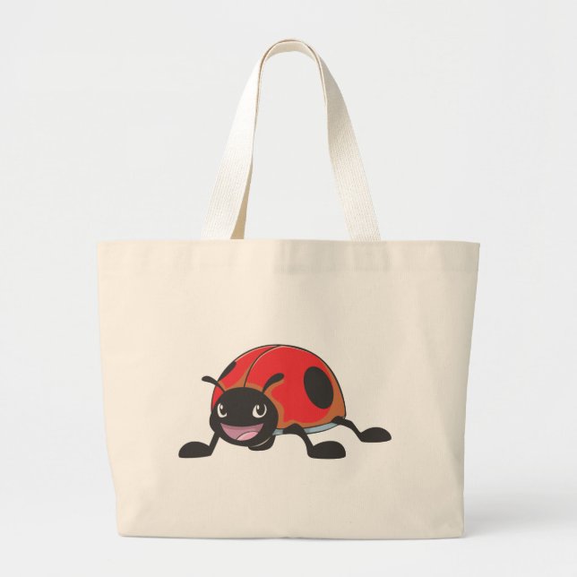 Grand Tote Bag Bande dessinée rouge fraîche de coccinelle de bébé (Devant)