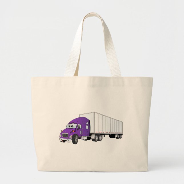 Grand Tote Bag Bande dessinée semi-camionnette violet blanc (Devant)