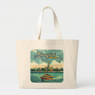 Grand Tote Bag Bangkok Thaïlande Asie Temple Vintage voyage