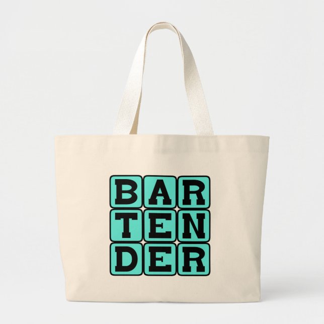 Grand Tote Bag Barman, Distributeur de boissons (Devant)