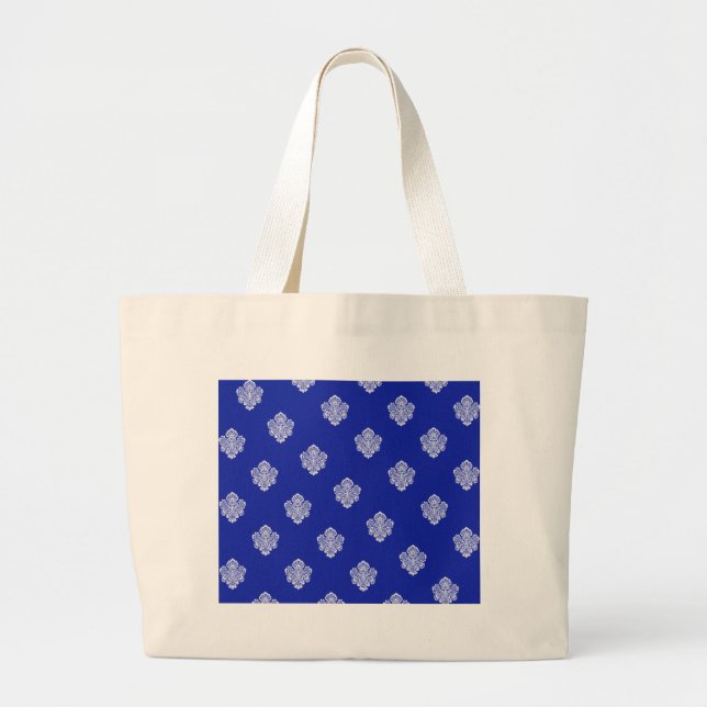 Grand Tote Bag baroque, royal, bleu, ornements, motif, texture (Devant)