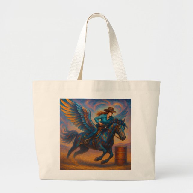 Grand Tote Bag Barrel Racer and Winged Horse (Devant)