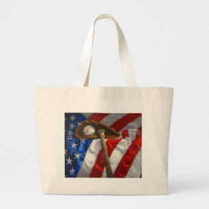 Grand Tote Bag Base-ball, gant, batte et drapeau américain