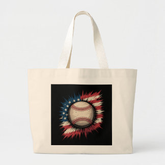 Grand Tote Bag Baseball USA Drapeau Américain Patriotique Sport V