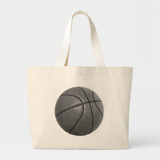 Grand Tote Bag Basket-ball en niveaux de gris